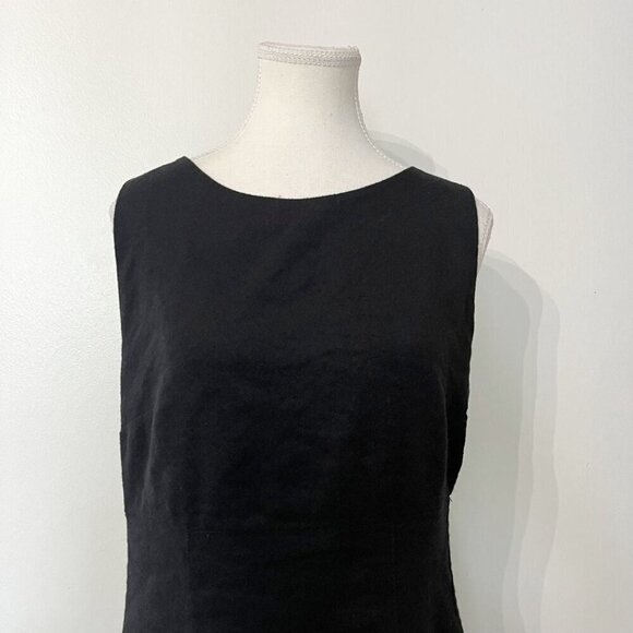 SARAH PACINI BLACK WOOL METALLIC FIBER ASYMMETRICAL SLEEVELESS SHIFT DRESS - M - Picture 4 of 12